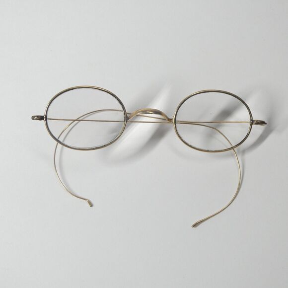 Wire Rimmed Glasses Stevens & Co Vintage Eyeglasses Goldtone Metal Frame - Picture 1 of 9